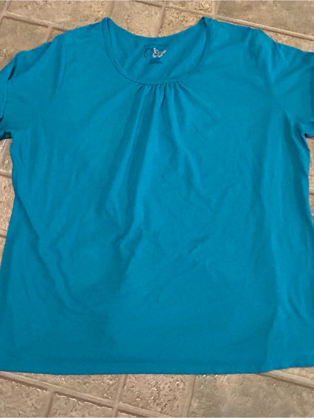 Just My Size Teal Scoop Neck Short Sleeve Top